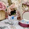 Anel colar camélia design degradê azul brilhante requintado sonhador banhado a ouro 18K Conjunto série Princesa Romântica