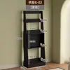 Estantería de exhibición de madera de nogal negro, estante de almacenamiento multicapa de pie vintage para sala de estar, gabinete lateral ultra delgado retro
