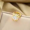 Anillo Ladrillo de Diseño Nicho de Alta Gama Lujo Accesible para Mujer Moda Europea y Americana Creativo Zirconia Chapado en Oro Anillo Abierto Ajustable