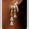 Pendientes de Zirconia con Borla Corta en Forma de Gota Transfronterizos Europeos y Americanos Nuevo Producto Diseño de Nicho de Moda Lujo Ligero Exquisitos Pendientes para Mujer