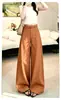 Pantalones blancos de pierna ancha de eco-algodón para mujer, nuevos pantalones de traje de otoño de cintura alta ajustados, pantalones casuales modernos de caída para personas altas