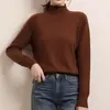 Suéter de Gola Alta Meia para Mulheres 2026 Outono e Inverno Novo Estilo Camisa Básica de Tricô Cor Sólida Slim Fit Tricô Tendência para Mulheres