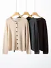 Cardigan de Seda Cachemira de Venta Caliente Estilo Old Money con Costura Externa Diseño Perezoso de Alta Clase con Puntada Externa Versátil para Primavera Otoño Ropa de Abrigo de Temperamento
