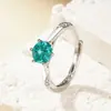 Anillo Femenino Espiritual Clásico de 1 Quilate Imitación Azul Verdoso Paraíba Imitación Maldivas Popular en Live de Tiktok