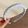 Grampo de cabelo azul estilo coreano fresco novo elástico de cabelo tipo intestino grosso acessórios de cabelo fofo faixa de cabelo listrada faixa de cabeça diária de alta qualidade para mulheres