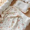 Manta de Gasa de Algodón Puro, Manta Fina de Verano de Cuatro Capas para Siesta con Aire Acondicionado para una Persona, Manta para Cochecito de Bebé para Salir