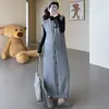Ropa de Maternidad de Talla Grande Nuevo Estilo Conjunto de Maternidad de Dos Piezas Casual Vestido de Maternidad Tejido + Conjunto de Maternidad de Capa Base
