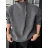 Suéter Masculino Casual Versátil Malha Solta Design Retro com Botões Gola Alta Pesado Outono Inverno 2024