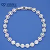 Pulseira de Moissanita para Meninas Prata Versátil Luxo Leve Corrente Tennis Cinco Pétalas Temperamento Simples Joia de Mão Venda por Atacado