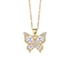 Popular collar de mariposa transfronterizo para mujer, colgante de cobre con incrustaciones de circonita de nicho de lujo ligero, joyería de cadena para clavícula elegante y sofisticada