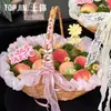 Shangjin [Novo Produto Dia dos Professores] "Pêssegos e Ameixas Preenchem o Mundo" Cesta de Embalagem para Presente de Flores e Frutas Cesta de Mão Materiais de Embalagem Floral