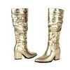 Botas altas de punta sólida para otoño e invierno para mujer, versátiles y ligeras con cremallera lateral, botas de tacón alto para mujer, botas de moda transfronterizas de talla grande para mujer