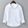 Camisa de Lino de Manga Larga para Primavera y Verano para Hombre Casual de Negocios Versátil Camisa de Algodón y Lino Top de Lino Literario para Hombre 201