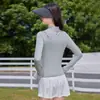 Fio de Nylon Original Roupa com Proteção Solar de Gola Alta sem Dedos para Mulheres, Roupa de Yoga Slim-Fit, Roupa de Ciclismo Preta, Jaqueta de Proteção Solar para Fitness Atacado