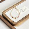 Collar de Cuentas de Ágata Roja de Piedra Natural de Alta Gama Estilo Coreano para Mujer Collar de Cadena Clavicular de Perla de Agua Dulce Collar de Cristal para Mujer