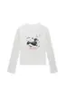 Camiseta de manga larga con cuello redondo, hombro normal, estilo americano picante para mujer, nuevo estampado de cachorro de dibujos animados para primavera y otoño, top moderno y versátil