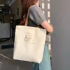 Bolsa de Lona para Mulheres 2025 Nova Estudante Grande Capacidade Bolsa de Mão Estilo Literário Preppy Bolsa Tiracolo Simples Bolsa de Ombro Estampada