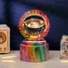 Bola de Cristal Transfronteiriça Base Giratória com Textura de Madeira Luminária Noturna Brilhante Lâmpada do Céu Estrelado 3D Decoração de Mesa Presente Criativo de Feriado