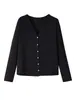 Nuevo Cárdigan Chaqueta de Punto Tencel Acetato Lana Otoño/Invierno para Mujer, Color Sólido Cuello en V Básico Manga Larga