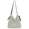 Bolso de hombro de ganchillo con costuras de algodón 2025 nuevo simple de gran capacidad para vacaciones en la playa, bolso hueco