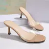 Sandalias Versátiles con Tacón Delgado, Punta Redonda, Mules Sexy de Punta Abierta, Nuevas Sandalias Transparentes de Tacón Alto para Mujer Verano 2026