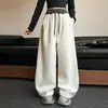 Pantalones deportivos para niña con adornos de pedrería, nueva colección otoño 2026, talla mediana a grande, cintura con bloques de color, diseño de pierna ancha, estilo deportivo, pantalones casuales para niños