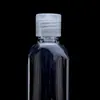 Procesamiento personalizado gel de ducha botella pequeña 50ml capacidad pequeña botella de embalaje de viaje tapa abatible sellada artículos de tocador botella de plástico