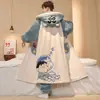 Bata Pijama de Hombre Invierno Felpa de Coral con Más Terciopelo Engrosado 2025 Nuevo Dibujos Animados Juveniles Ropa de Casa Otoño e Invierno