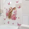 M22097 Niña con Sombrero de Paja Floral Acuarela Mariposa Adhesivo de Pared Sala de Estar Dormitorio Decoración de Pared de Fondo del Hogar Adhesivo de Pared Autoadhesivo