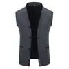 Suéter sin mangas casual de punto con cuello en V para hombre, Otoño Invierno, Moda Juvenil Versátil, Chaleco Casual con Forro de Terciopelo, Camisa Base