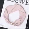 Bufanda larga decorativa francesa con hebilla magnética y perlas grandes de color liso para mujer, estilo occidental
