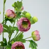 Flores Artificiales para Decoración de Salón de Bodas, Flores de Seda Más Vendidas Transfronterizas para Exhibición en Sala de Estar Interior, Flores Falsas de Tela de Seda, Loto de 5 Cabezas en Tallo Único
