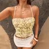 12025 Ropa de mujer de comercio exterior europeo y americano, nuevo producto de primavera/verano, top tipo camisola sexy sin espalda con decoración floral
