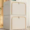 Caja de almacenamiento de ropa plegable, organizador de ropa de tela, caja de almacenamiento de gran capacidad para armario, apilable, debajo de la cama, con tapa