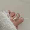 Anillo de Perlas de Alta Gama con Apertura Ajustable, Estilo Fresco, Diseño de Nicho, Anillo para Dedo Índice para Mujer