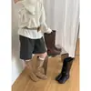 Primer Encuentro Temporada Estilo Coreano Punta Redonda Botas Altas para Mujer Invierno Aumento de Altura Interior Botas Apiladas Simples Botas de Caballero Botas de Ponerse para Pantalones
