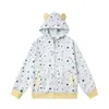 Jaqueta Cardigan Estrela de Strass Quente Fofa para Mulheres no Outono Estilo Coreano Solto Redutor de Idade Estilo Preppy Moletom com Capuz