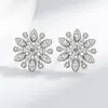 Venda Quente Internacional AliExpress Brinco de Flor de Floco de Neve com Zircônia Diamantada Banhado a Prata Brincos de Olho de Cavalo com Diamante para Mulheres