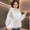 Garib Fashion Casaco Curto Feminino Primavera 2024 Novo Estilo Coreano Design Sense Manga Longa Combinando Com Capuz Solto Top