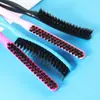 Peine de Cerdas de Jabalí Puro de Tres Filas con Cola Puntiaguda para Maquillaje de Noche, Peinado del Cabello y Peine Limpiador para Peinado Voluminoso