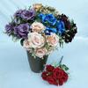 7 rosas Fengyan de imitación de flores, plantas verdes en maceta, flores decorativas para bodas, auditorios, mesas de comedor de interior.