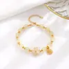 Feliz bater natural Hetian jade trevo de prata esterlina pulseira de sorte da menina mão frisada presente de aniversário para namorada