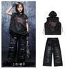 Roupas da Moda Street Dance Infantil Hip-Hop Escuro Legal Calças Rasgadas Bateria Meninos Dança Coreana Roupa de Personalidade