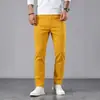 Jeans para hombre HME Europeos y Americanos, modernos y versátiles, color liso clásico, sencillos y elegantes, corte ajustado, elásticos, pantalones largos de pierna recta