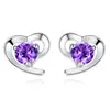 Compra de Aretes de Plata de Ley s925 con Forma de Corazón de Amor para Mujer Pendientes Coreanos Joyería de Plata Aretes de Diamante Regalo de Cumpleaños para Novia