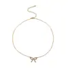 Moda Transfronteriza Versión Coreana Colgante de Lazo Hueco Cadena para Clavícula Collar Sencillo y Fresco para Chica Joyería al por Mayor