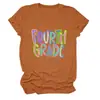 Camiseta feminina casual de moda, gola redonda, manga curta, para comércio exterior, quarta série, Amazon eBay, site independente