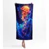 Toalla de playa de microfibra con estampado biológico marino transfronterizo, toalla de baño, chal portátil para natación, toalla de secado rápido, terciopelo de doble cara