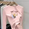 Linda camiseta de manga larga para niñas, con estampados de dibujos animados, cuello redondo, estilo jersey y diseñada como una capa base cálida. Hecho con tela suave y cómoda, es perfecto para niños mayores.