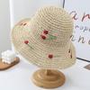 Chapéu de Palha de Pescador Amoroso Feminino de Verão Japonês Fofo Chapéu de Palha para Protetor Solar de Férias Chapéu de Palha para Praia à Beira-Mar